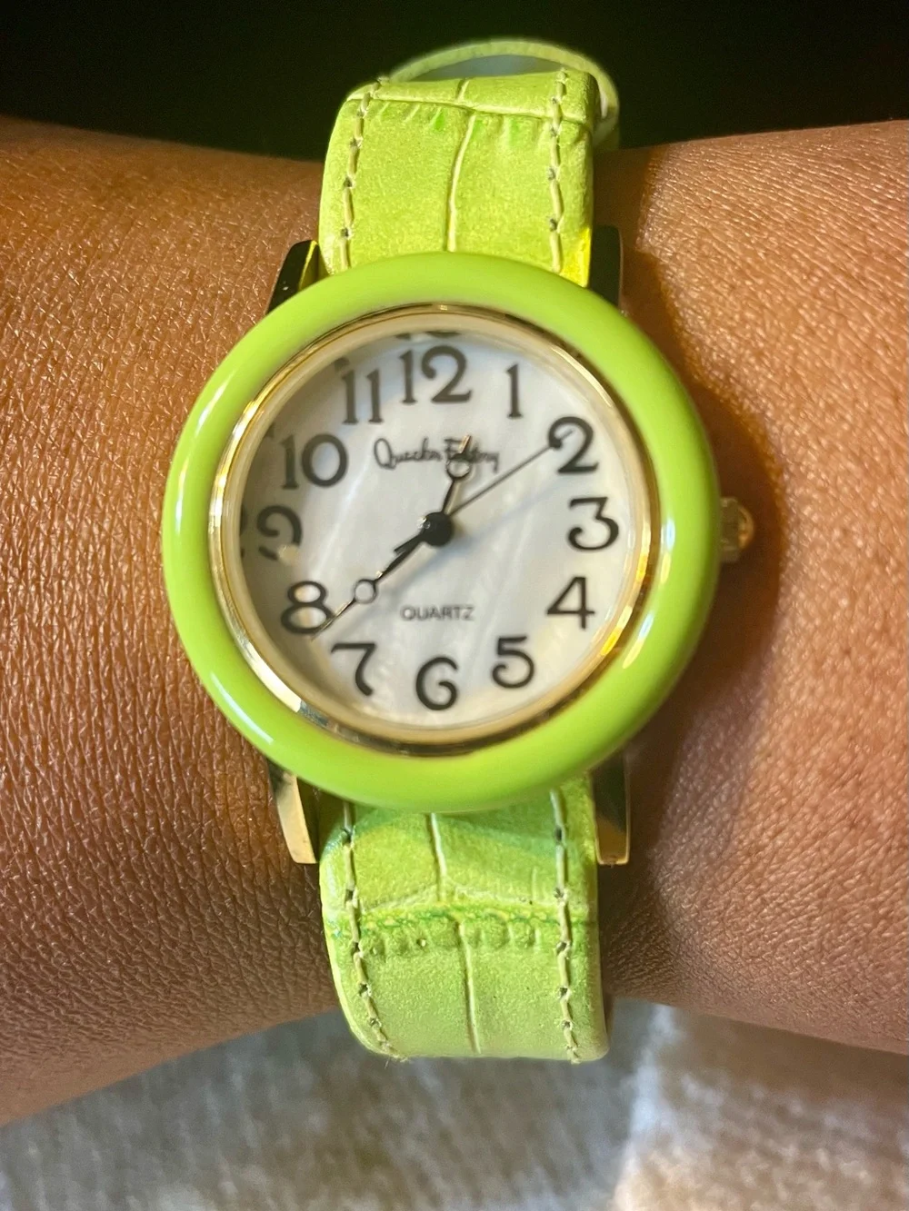 Quacker Factory Bright Lime Green Bezel and Strap Women's Watch
